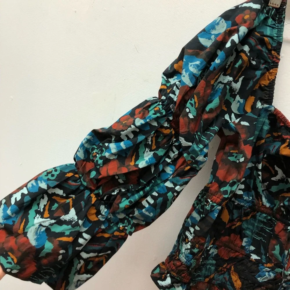 Porridge Tiered Poplin Blouse Floral Anthropologie Size M - Picture 6 of 9